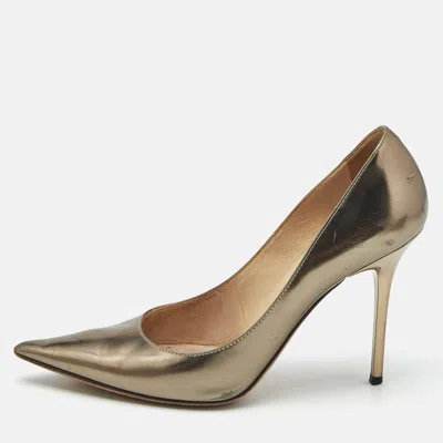 Jimmy Choo Gold Leather Love Pumps