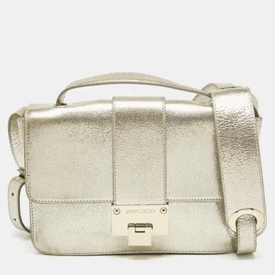 Pre-owned Jimmy Choo Gold Leather Rebel Flap Top Handle Bag