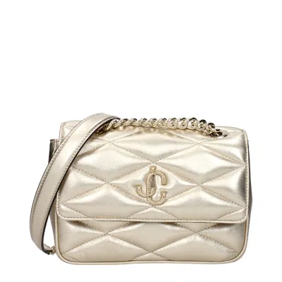 Jimmy Choo Gold Leather Shoulder Bags In Neutral