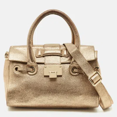 Pre-owned Jimmy Choo Gold Leather Small Rosalie Top Handle Bag