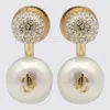 Jimmy Choo Crystal And Pearl Gold Earrings In White