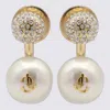 Jimmy Choo Crystal And Pearl Gold Earrings In Multi