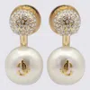 Jimmy Choo Crystal And Pearl Gold Earrings In Multi