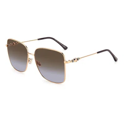 Jimmy Choo Gold Metal Sunglasses In Brown