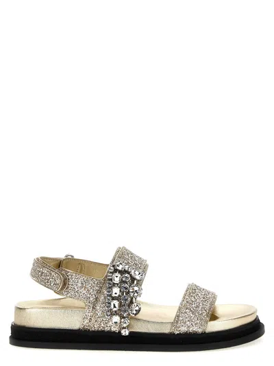 Jimmy Choo Gold Open Toe Sandals In Golden