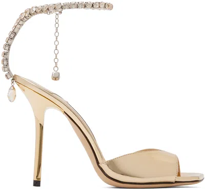 Jimmy Choo Gold Saeda 100 Heeled Sandals
