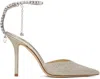 Jimmy Choo Gold Saeda 100 Heels In Platinum Ice/crystal
