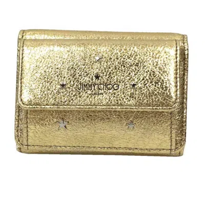 Pre-owned Jimmy Choo Gold Silver Metallic Gold Leather Wallet (tri-fold) ()
