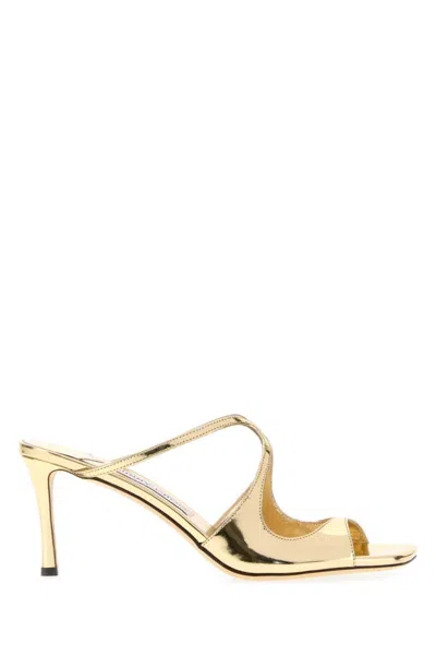 Jimmy Choo Gold Solid Anise75 Heels In Golden