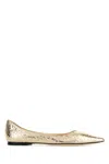 Jimmy Choo Gold Synthetic Leather Love Ballerinas In Neutral