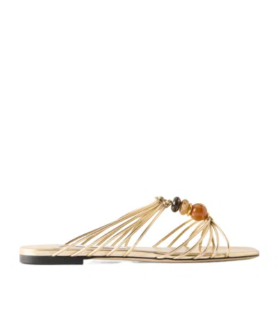 Jimmy Choo Lova Bead-embellished Sandals In Gold