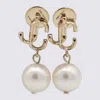 Jimmy Choo Pearl And Gold-tone Earrings In Gold