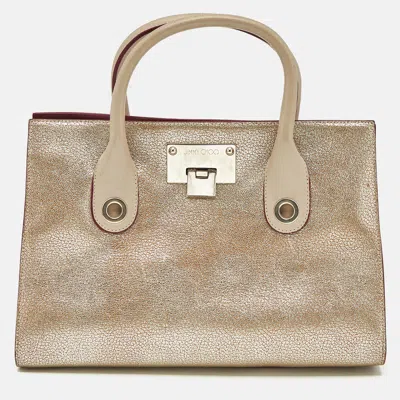 Jimmy Choo Gold/beige Leather Medium Riley Tote In Neutral