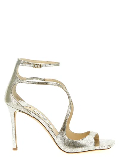 Jimmy Choo Azia 95 Glittered Sandals In Gold