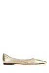 Jimmy Choo Metallic Finish Flat Sole Ballerina Shoes In Gold