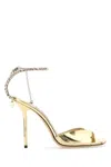 Jimmy Choo Saeda Metallic Crystal Ankle-strap Sandals In Golden
