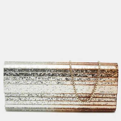 Pre-owned Jimmy Choo Gold/silver Glitter Acrylic Sweetie Chain Clutch