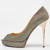 Jimmy Choo Gold/silver Glitter Fabric Dahlia Platform Pumps In Multi