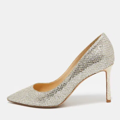 Pre-owned Jimmy Choo Gold/silver Lurex Fabric Romy Pumps Size 35.5