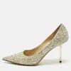 Jimmy Choo Gold/white Coarse Glitter Romy Pointed Toe Pumps In Gold