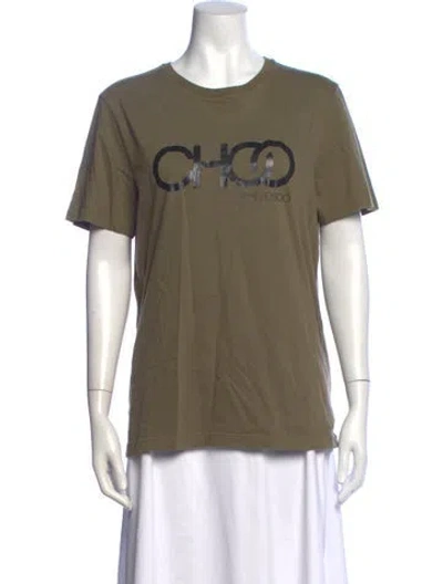 Pre-owned Jimmy Choo Graphic Print Crew Neck T-shirt In Green