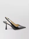 Jimmy Choo Button Detail Patent Pointed Stiletto Pumps In Silver
