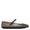 Jimmy Choo Crystal Embellished Cut-out Square Toe Ballerina Shoes In Black