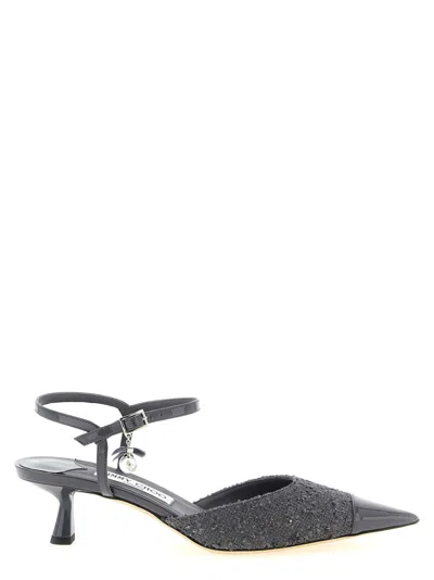 Jimmy Choo Aren Kitten Heel Slingback Pumps Ankle Strap In Gray