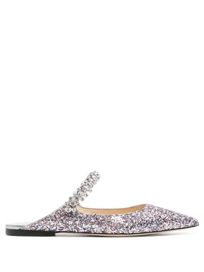 Jimmy Choo Gray Crystal Pointed Toe Flats For Women In Grey