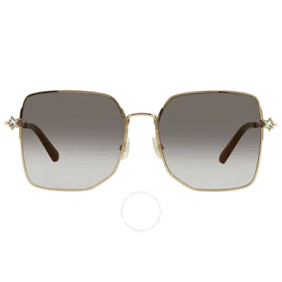 Jimmy Choo Gray Gradient Square Ladies Sunglasses Trisha/g/sk 0j5g/fq 58 In Gold / Gray