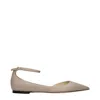 Jimmy Choo Gray Leather Ballet Flats In White