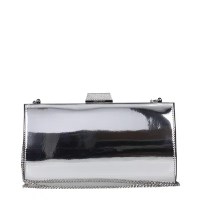 Jimmy Choo Zahra Metallic Leather Clutch Bag In Silver
