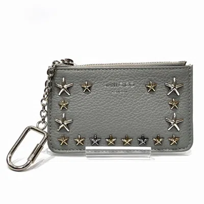 Pre-owned Jimmy Choo Gray Leather Coin Purse/coin Case ()