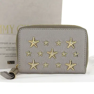 Pre-owned Jimmy Choo Gray Leather Coin Purse/coin Case ()