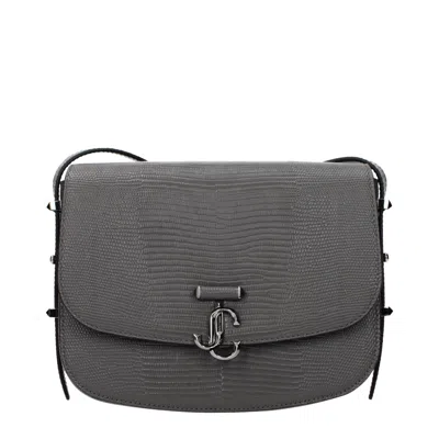 Jimmy Choo Lizard-effect Leather Crossbody Bag In Gray