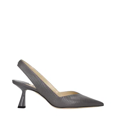 Jimmy Choo Gray Leather High Heel Women's Pumps