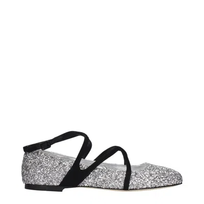 Jimmy Choo Gray Plastic Ballet Flats In Silver