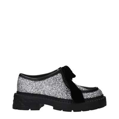 JIMMY CHOO GRAY PLASTIC SLIP-ON LOAFERS