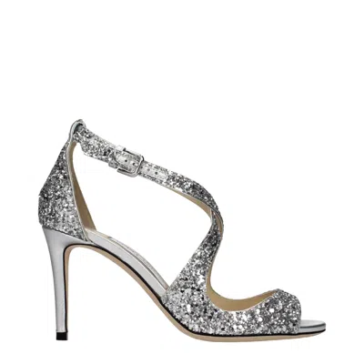 Jimmy Choo Gray Plastic Strap-on Sandals In Silver
