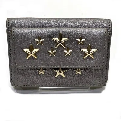 Pre-owned Jimmy Choo Gray Silver Leather Wallet (tri-fold) () In Gray, Silver