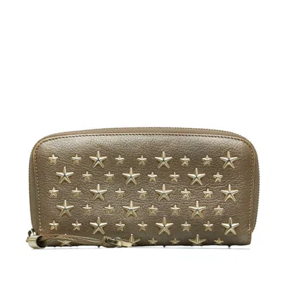 Pre-owned Jimmy Choo Grayish Leather Long Wallet (bi-fold) ()