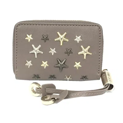Pre-owned Jimmy Choo Grayish Metallic Leather Coin Purse/coin Case ()