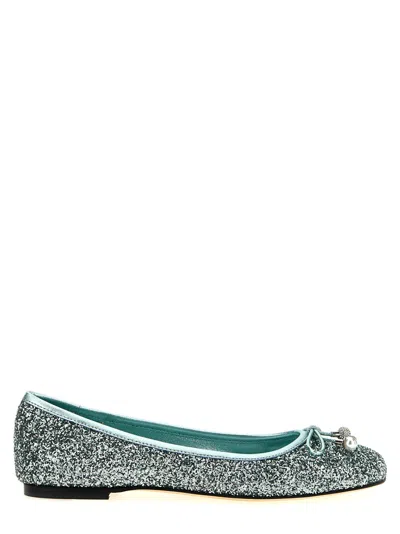 JIMMY CHOO GREEN ELME BALLET FLATS
