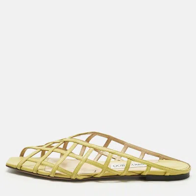 Jimmy Choo Green Leather Sai Flat Slide
