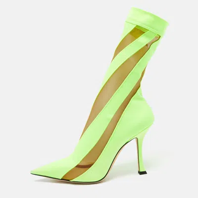 Jimmy Choo Green Mesh And Nylon Sock Boots