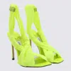 Jimmy Choo Green Neon Apple Leather Glossy Jersey Sandals