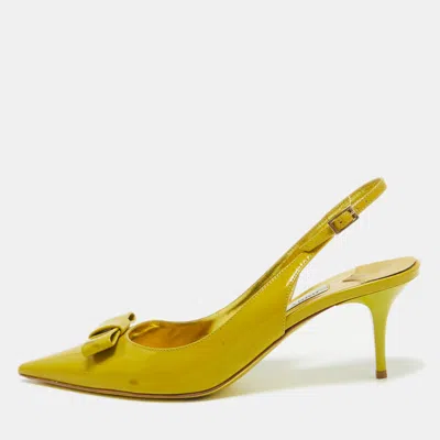 Pre-owned Jimmy Choo Green Patent Leather Slingback Pumps Size 39