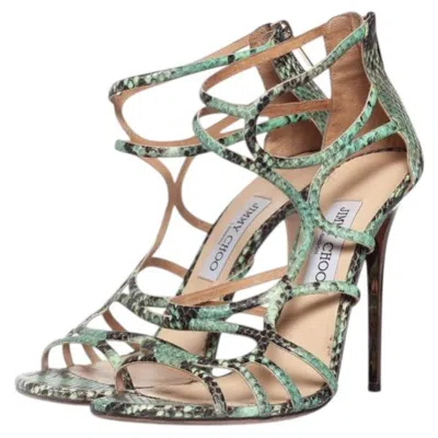 Pre-owned Jimmy Choo , Green Python Gladiator Sandals