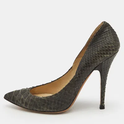 Pre-owned Jimmy Choo Green Python Leather Pointed Toe Pumps Size 39