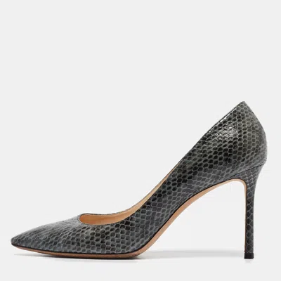 Pre-owned Jimmy Choo Green/black Snakeskin Romy Pumps Size 40